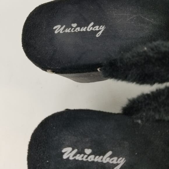 UnionBay Black Faux Fur Slip ons Clogs Platform  Slides 11 - Picture 3 of 10